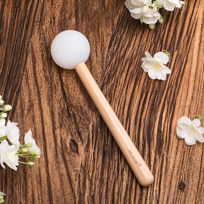 SOLSHINE Crystal Singing Bowl Mallet - Wooden Healing Striker with Rubber Tip for Sound Therapy, Yoga Meditation, Chakra Balancing & Energy Cleansing Tools - Bloomnest