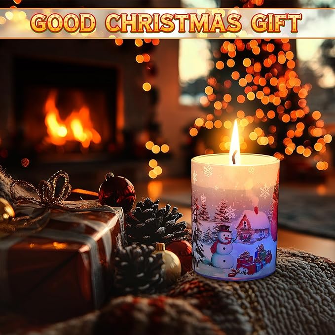 Merry Christmas Candle Jars, LED Xmas Scented Candles Can Change Into Multiple Colors, 7.6oz Soy Wax Fir Holiday Candles for Winter Small Merry Christmas Gifts(Santa Claus) - Bloomnest