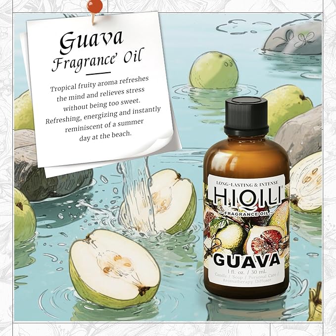 HIQILI Guava Fragrance Oil for Candle, Soap & Bath Bombs Making, Long-Lasting Fruity Scent, and Indoor Diffusers Use - 1 Fl Oz - Bloomnest