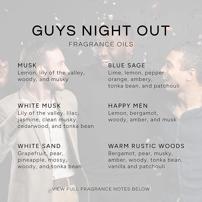 Eternal Essence Oils Guy's Night Out Set of 6 Premium Fragrance Oils - Includes Including Happy Men, Blue Sage, White Sand, Warm Rustic Woods, Musk, and White Musk Scented Oils - 10ML - Bloomnest