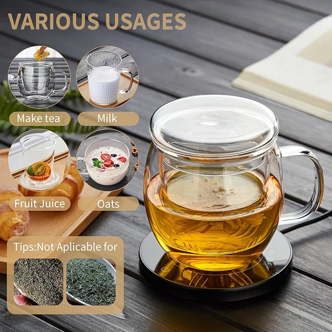 Glass Tea Cup with Infuser and Lid, 17oz/500ml Large Borosilicate Teacup, Clear Mug for Loose Leaf Tea, Blooming Tea, Tea Bags - Perfect Christmas or Birthday Gift for Women - Bloomnest