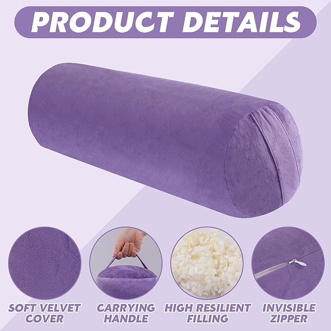 MABOZOO Round Yoga Pillow, Cylindrical Yoga Bolster Pillow with Washable Cover, Meditation Cushion Body Cushion for Practice, Restorative, Meditation - Bloomnest