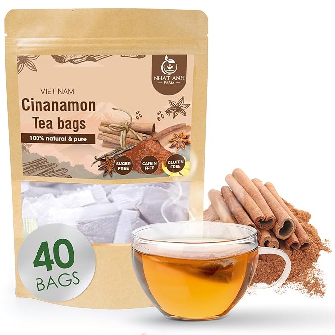 NHAT ANH FARM - Premium Cinnamon Tea Bags, 40 Teabags, 2g/bag, 100% Natural, Hand-Selected Cinnamon Tea Bags, No Additives, Sugar-Free,Caffeine-Free. Good For Your Health. - Bloomnest