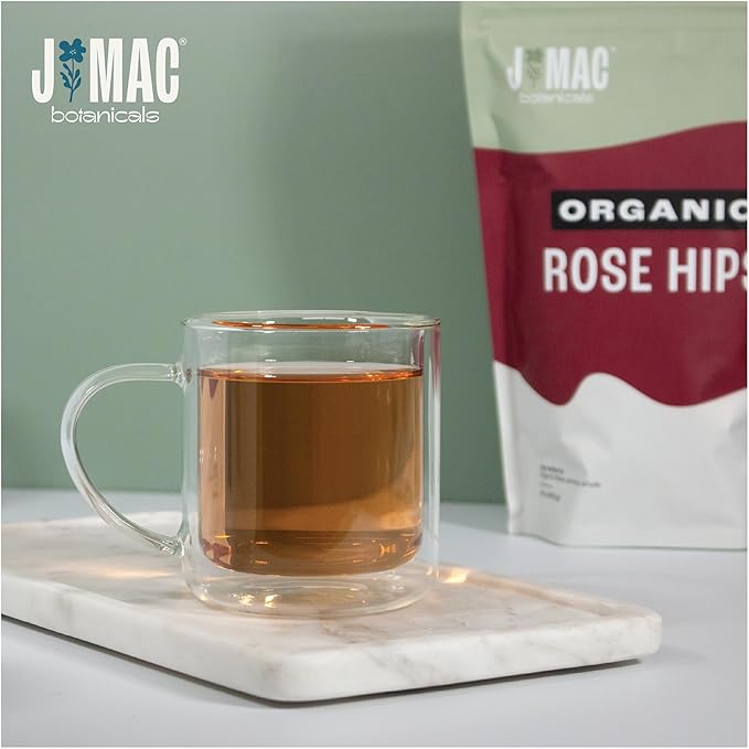 J MAC BOTANICALS Organic Rose Hips (1 Lb Bag) Whole, natural organic dried rose hips for herbal tea, rosehips dried organic, rosehip tea, packaged in the USA - Bloomnest
