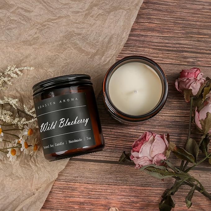MOASITN Blueberry Highly Scented Candles for Home| Natural Soy Aromatherapy Candle| Handmade Long Lasting Jar Candle Gift for Women,Men as Birthday,Summer,Relaxing,Gifts| 7oz - Bloomnest