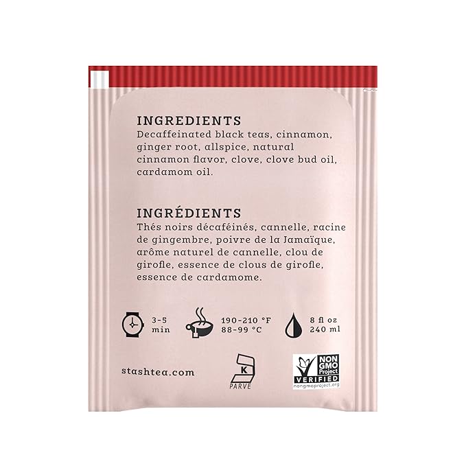 Stash Tea Decaf Chai Spice Black Tea - Decaf, Non-GMO Project Verified Premium Tea with No Artificial Ingredients, 18 Count (Pack of 6) - 108 Bags Total - Bloomnest