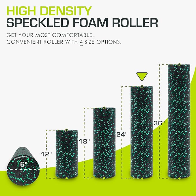 ProsourceFit High Density Foam Rollers 12 - inches Long, Firm Full Body Athletic Massage Tool for Back Stretching, Yoga, Pilates, Post Workout Muscle Recuperation, Black/Blue - Bloomnest