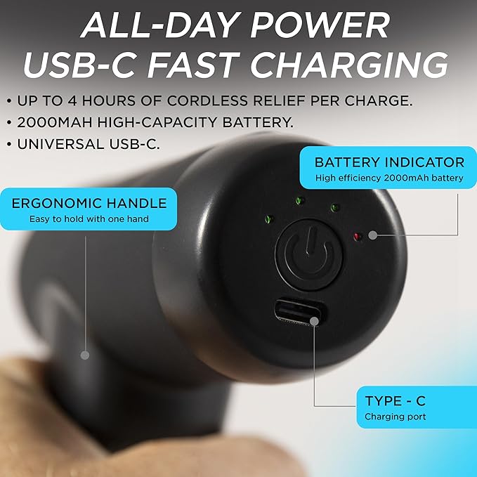 Mini Massage Gun | Small Portable Deep Tissue Muscle Massager | Travel Pain Relief | 22 lbs Stall Force | 8 mm Amplitude | 4 Speeds | Brushless Motor | 240 Min Battery | Mini Essential - Bloomnest