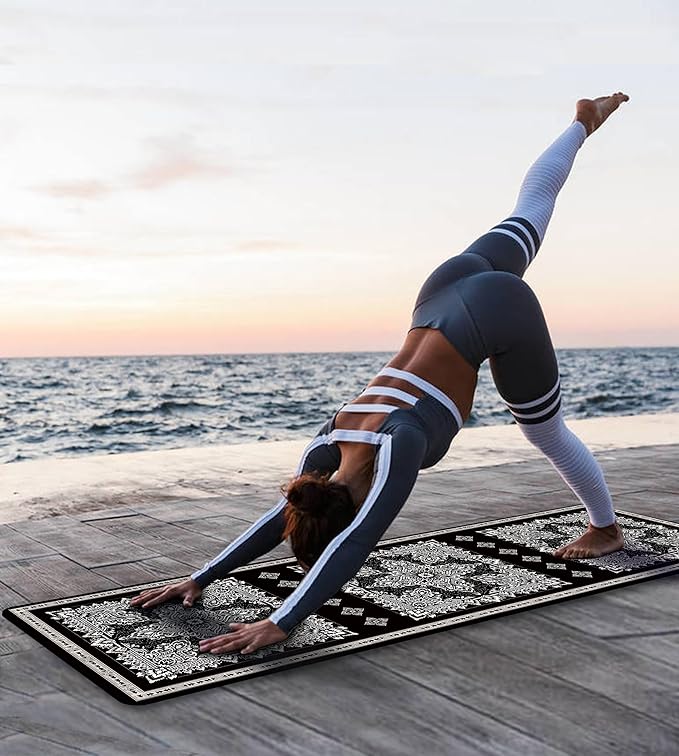 Non Slip Yoga Mat TPE Workout Mat for Men Women, Thick Workout Mat with Carrying Strap, Fitness Mats for Exercise, Yoga, Fitness, Pilates, Floor Workouts (72" x 24" x 6mm) - Bloomnest
