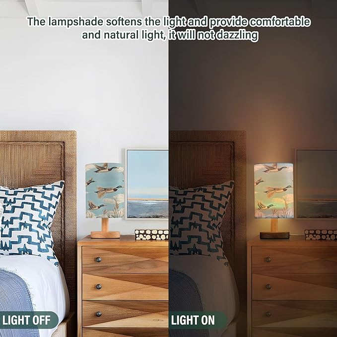 Flying Ducks Retro LED Table Lamp with USB Port Night Light Bedroom Lamps for Nightstand Living Room Dorm Home Office Desk - Bloomnest