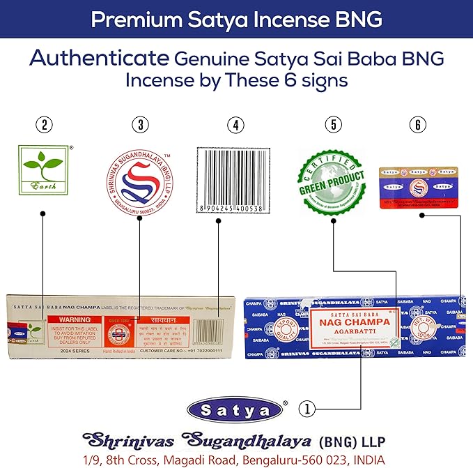 Satya Nagchampa Incense Sticks, Satya Bng (Bangalore) Insenses 15gmx3 Pack (45 GMS) with Raajsee Incence Holder Bundle, Satya Nagchampa Natural Incense - Bloomnest