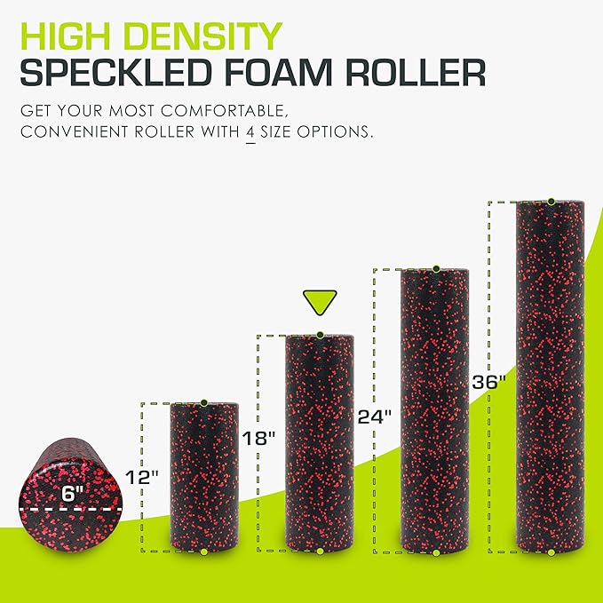 ProsourceFit High Density Foam Rollers 12 - inches Long, Firm Full Body Athletic Massage Tool for Back Stretching, Yoga, Pilates, Post Workout Muscle Recuperation, Black/Blue - Bloomnest