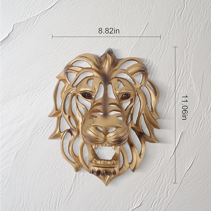 UITWMKTG Gold Animal Head Wall Decor Wall Sculpture Home Decor Statue for Living Room Office Bedroom Modern Decor for Men Women Lion - Bloomnest