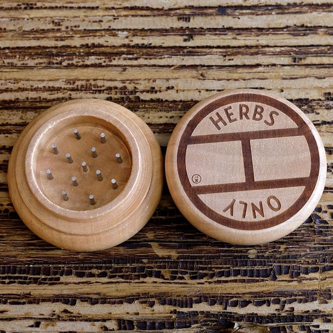 Wood Herb Grinder - Durable Hardwood Spice Mill with Thick Sturdy Metal Pins - Bloomnest