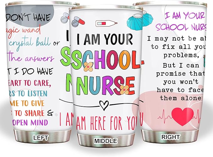 Stainless Steel 20oz Tumbler, Funny School Nurse Appreciation Gifts - Birthday, Christmas, Nurses Day Gifts - Coffee Cup - Bloomnest