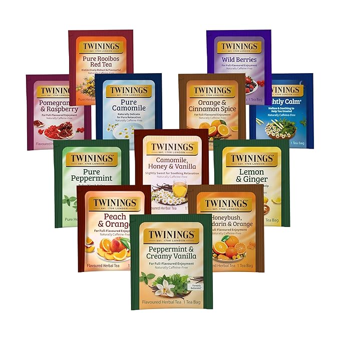 Twinings 48 Tea Bags Herbal Variety Pack – 12 Herbal Flavors, Caffeine-Free, Individually Wrapped, Perfect Tea for Any Occasion - Bloomnest