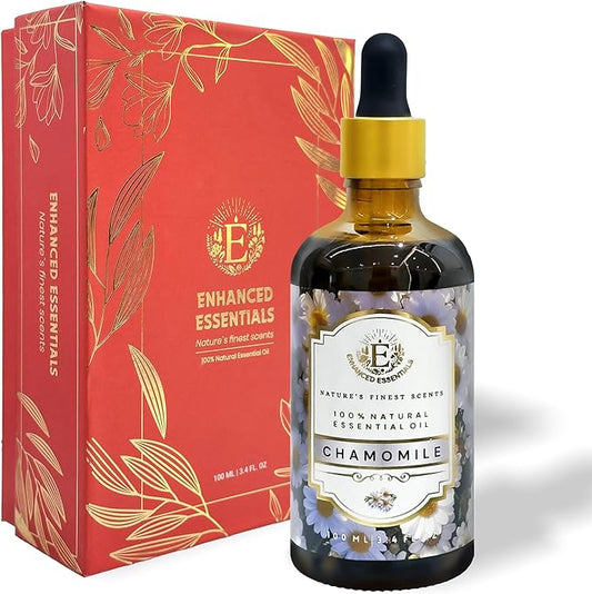 Luxurious Chamomile Essential Oil by Enhanced Essentials|Pure & Slow Distilled|for Diffusers,Skin Care, Aromatherapy, Bath,Massage,Perfume,Gifting,Soap & Candle Making|3.38 fl oz (100 ml) Bloomnest