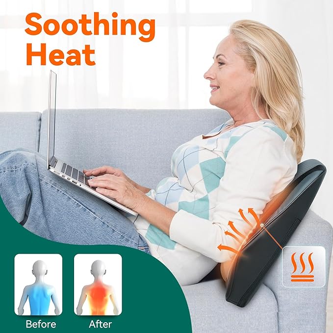 Snailax Back Massager for Back Pain Deep Tissue, Shiatsu Neck Back Massager with Heat, 3D Kneading Chair Massage Pillow, Neck Shoulder Massage, Gifts for Mom, Dad, Women - Bloomnest