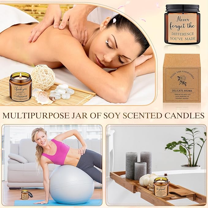MTLEE 20 Pcs Thank You Gifts Candles 3.5 oz Employee Appreciation Inspirational Scented Soy Wax Candle Thank You Gift Christmas Gifts for Coworker Women Volunteer Teacher(Grateful,Brown) - Bloomnest
