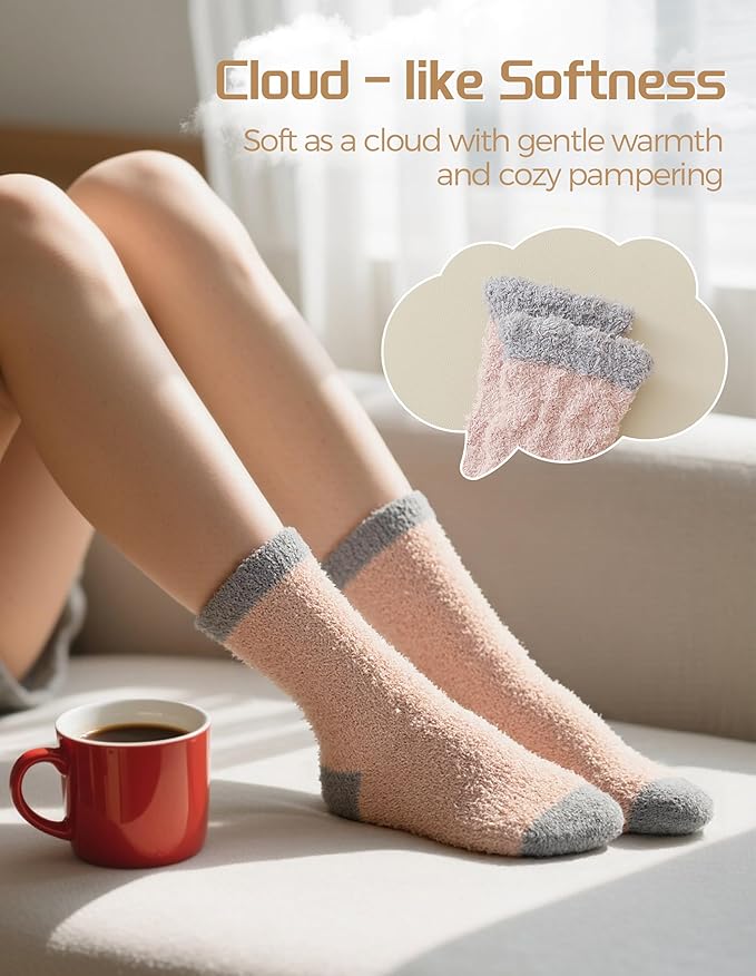 TEHOOK Warm & Cozy Valentines Gifts for Women, Fluffy Fuzzy Plush Sleeping Slipper Socks - Soft Warm Fabric - Bloomnest