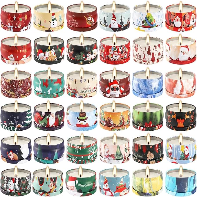 36 Pack Christmas Scented Candles Gift Set 2.5oz Strong Fragrance jar Candles Natural Soy Wax Candles Portable Travel Tin Jar Candles Gifts for Home Scented Decoration Birthday Valentine'sDay - Bloomnest