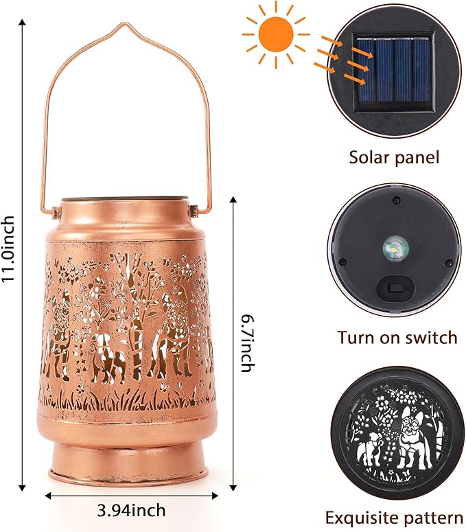 French Bulldog Solar Lanterns Outdoor Waterproof - Decorative Hanging Solar Lights for Garden Patio, Birthday Gifts for Women, Men, Dog Lover, Yard Lawn Porch Pathway Decor - Bloomnest