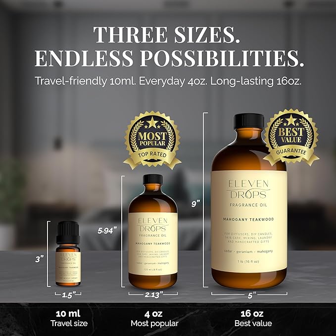 Mahogany Teakwood Diffuser Oil – Premium Fragrance Oil for Cold Air Diffusers, Home, Office, DIY Candles – Rich Woody Aroma, Long Lasting, Pet Friendly, Made in USA, 4 Fl.Oz. Glass Bottle - Bloomnest