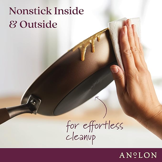 Anolon Advanced Home Hard-Anodized Nonstick Tapered Sauce Pan/Saucepot, 4.5-Quart (Bronze) - Bloomnest