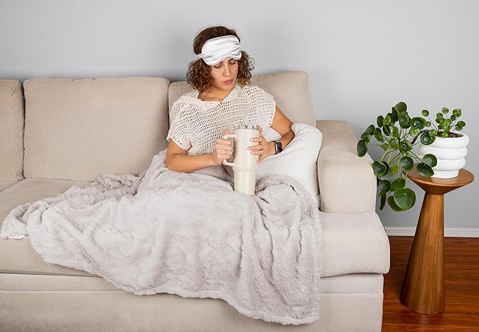 Opulent Luxury Self Care Gift Box for Women, Cozy Blanket, 40 oz Tumbler with Handle and Straw, Candle, Bath Salts, Spa Care Package, Sea Salt