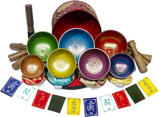 ESK Chakra Healing Tibetan Singing Bowl Set of 7 for Meditation- Himalayan Singing bowls, ESK 11 - Bloomnest
