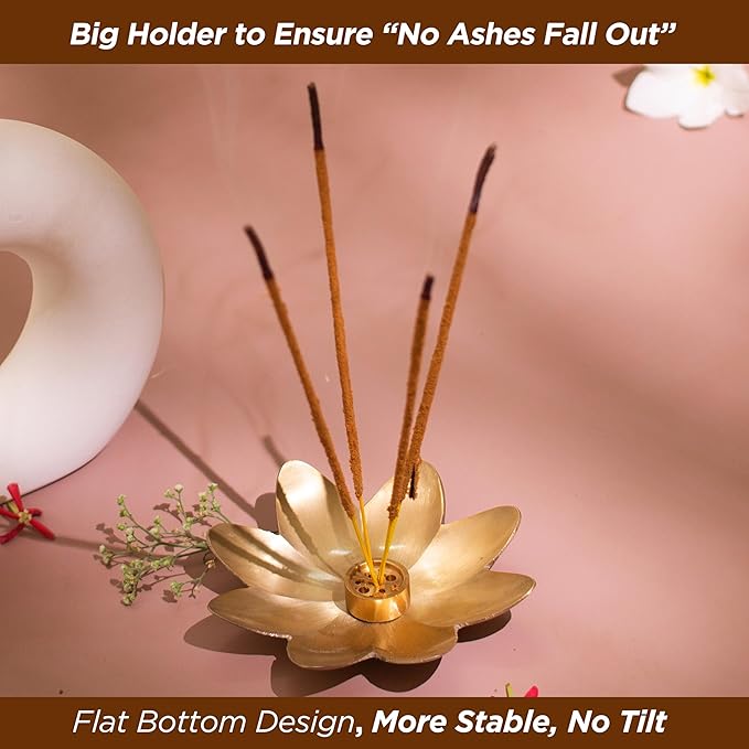 Raajsee Incense Holder, Set of 3 Flower Incense Burner, Brass Incense Stick Holder, Modern Stick Incense Holder, Gold Silver Copper