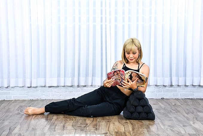 Leewadee Triangle Cushion – Comfortable Backrest for TV or Reading, Incline Pillow for Relaxing Made of Kapok, 20 x 13 x 13 inches, Black - Bloomnest