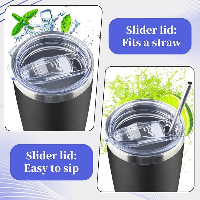 40 oz Tumbler with Lids and Straws Double Wall Vacuum Insulated Tumbler Cup,Stainless Steel Leak-proof Thermal Tumbler Powder Coated Travel Coffee Mug for Cold and Hot Drinks,Black - Bloomnest