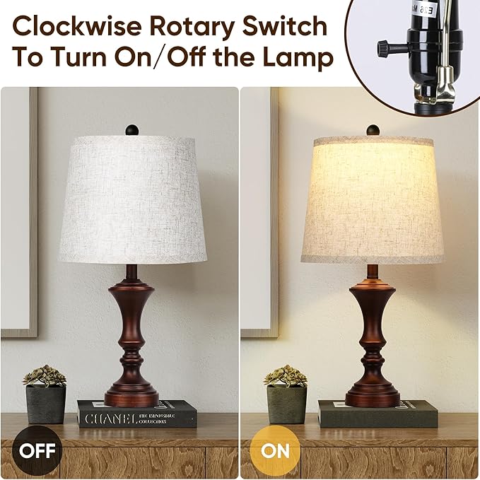 Retro Table Lamps Set of 2 Nightstand Lamp for Bedroom Vintage Rustic Table Lamps for Living Room Traditional Nightstand Bedside Lamps Bulb NOT Included - Bloomnest