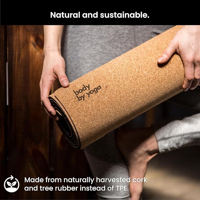 Luxury Cork Yoga Mat - Non Slip, Extra Thick Grip. Thicker, Longer, and Wider for More Comfort and Support. Tough Enough For Hot Yoga. Natural, Non Toxic, and Eco Friendly. Optional Alignment Lines. - Bloomnest