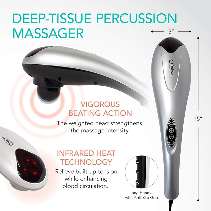 Daiwa Felicity Tapping Pro - Handheld Deep Tissue Back, Neck, Shoulder, Leg, Calf Muscle Massager with Extension Handle - FSA HSA Eligible