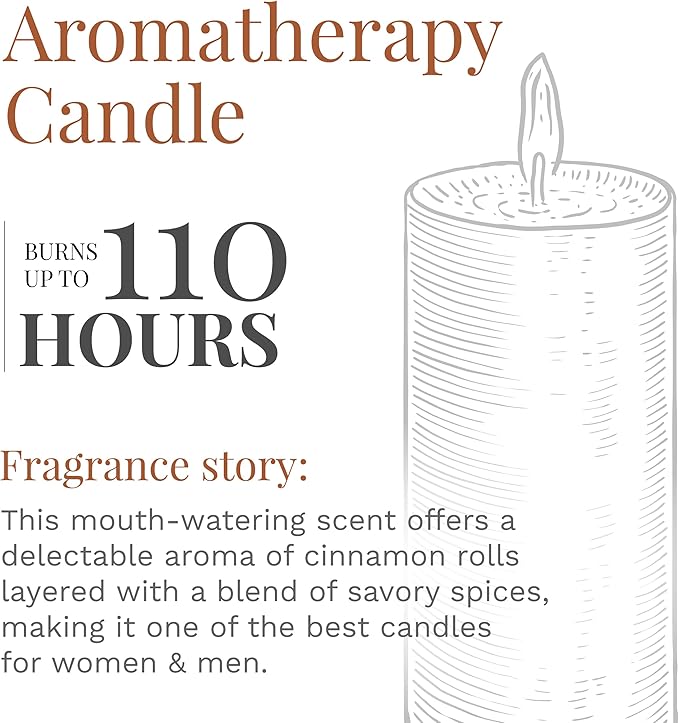 Candle-lite Scented Candles, Cinnamon Rolls Fragrance, One 18 oz. Single-Wick Aromatherapy Candle with 110 Hours of Burn Time, Brown Color - Bloomnest