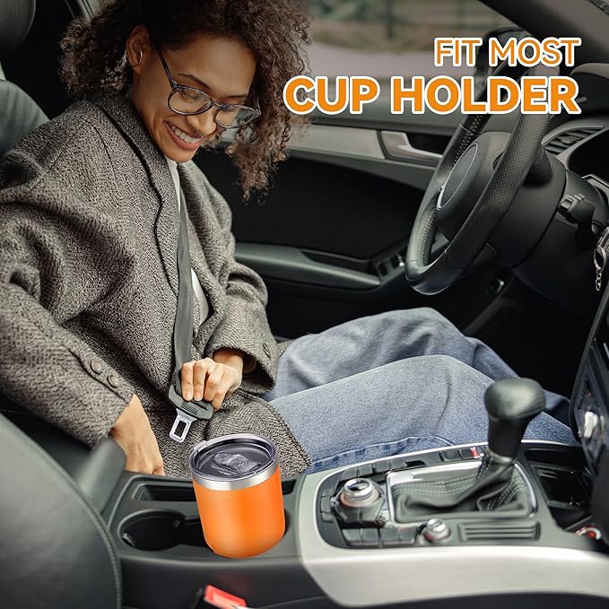 30 oz Tumbler with Lid Stainless Steel Tumblers Vacuum Insulated Cup Reusable Powder Coated Travel Mug Double Wall Leak Proof Portable Cups Keep Cold Drinks for 12 Hours, Orange, 1 Pack - Bloomnest