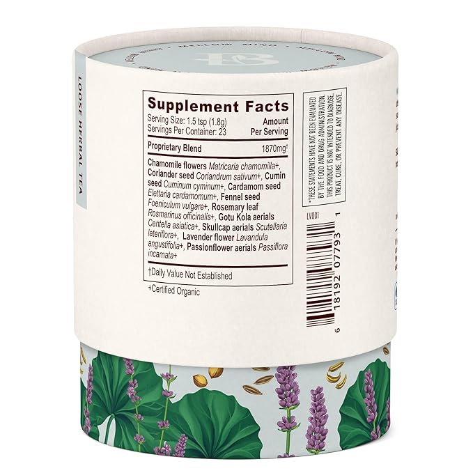 Banyan Botanicals Mellow Mind CCF Tea – Organic Lavender Chamomile Tea with Gotu Kola – Caffeine-Free Relaxation Tea for Stress Relief* – 1.5 oz. – Non-GMO Sustainably Sourced Herbal Loose Leaf Tea - Bloomnest