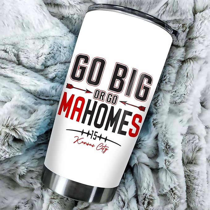 Patrick Mahomes II Tumbler - Go Big Or Go Mahomes - Coffee Tea Mug Insulated Tumbler With Lid - Birthday, Thanksgiving, Christmas Day Gifts For Football Fans - 20 Oz| Stainless Steel Mug - Bloomnest