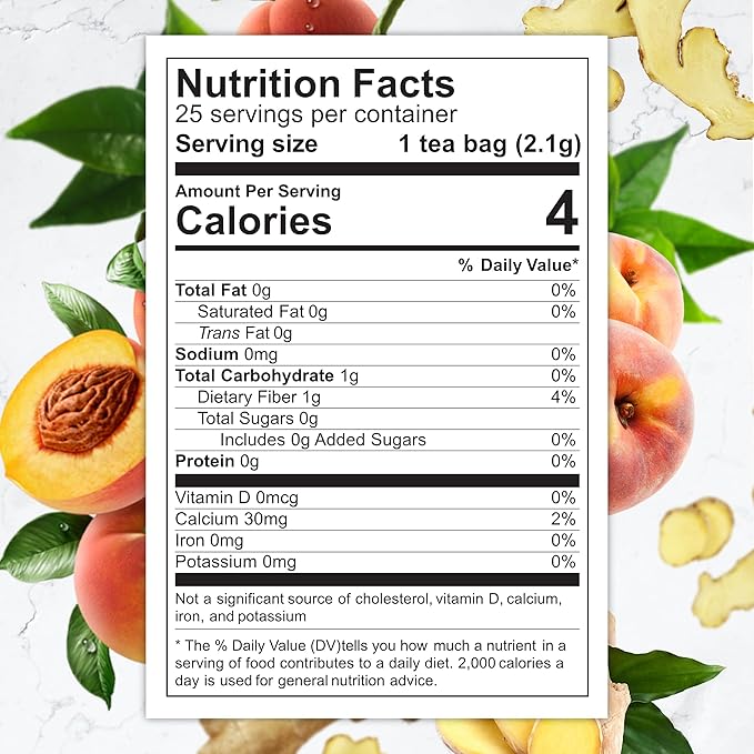 Total Tea SIimming Detox Tea Caffeine Free - 25 Day Detox - Weight l0ss for women with Chamomile, Hibiscus Tea & Ginger Root for Colon Cleanse – Natural Herbal Ginger & Peach Fruit Tea for Digestive Health - Bloomnest