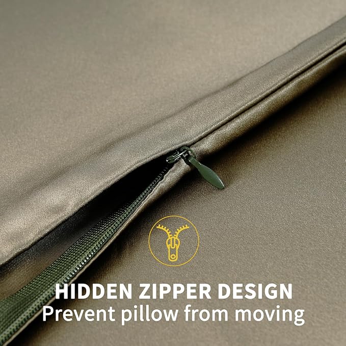 ZIMASILK 100% Pure Mulberry Silk Pillowcase for Hair and Skin Health,Soft and Smooth,Both Sides Premium Grade 6A Silk,600 Thread Count,with Hidden Zipper,1pc (Queen 20''x30'',Olive Grey) - Bloomnest