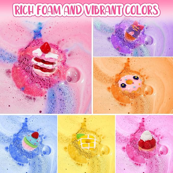 Bath Bombs for Kids Bath Bomb Gift Set Natural Bubble Bathbombs Fizzy Spa Bath for Kids Girls Birthday Valentines Day Gift - Bloomnest