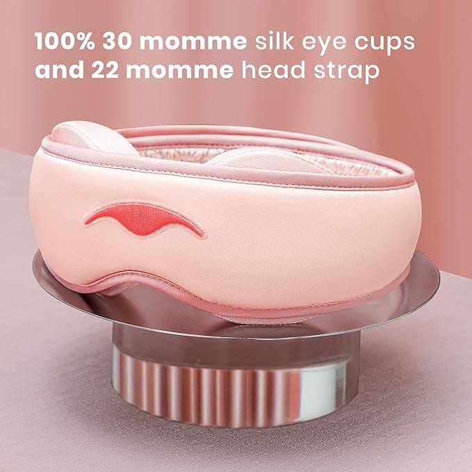 Manta Silk Mask - 100% Blackout Silky Sleep Mask, 22 Momme Premium Silk Eye Mask for Deep Sleep, Breathable & Machine Washable (Pink) - Bloomnest