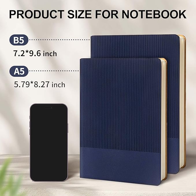 Lined Journal Notebook for Work College Ruled Note Book 5.79"x8.27" A5 PU Leather Daily Journaling 216 Pages for Women Men Writing Home School Supplies Business (Dark Blue) - Bloomnest