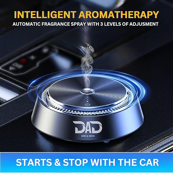 Smart Car Atomizing Aromatherapy Car Scent Diffuser | Aluminum Alloy Cordless | Automatic Shut On/Off with Motion Sensor | Wireless Essential Oil Low Noise Air Freshener Diffuser (Fragrance Included) - Bloomnest