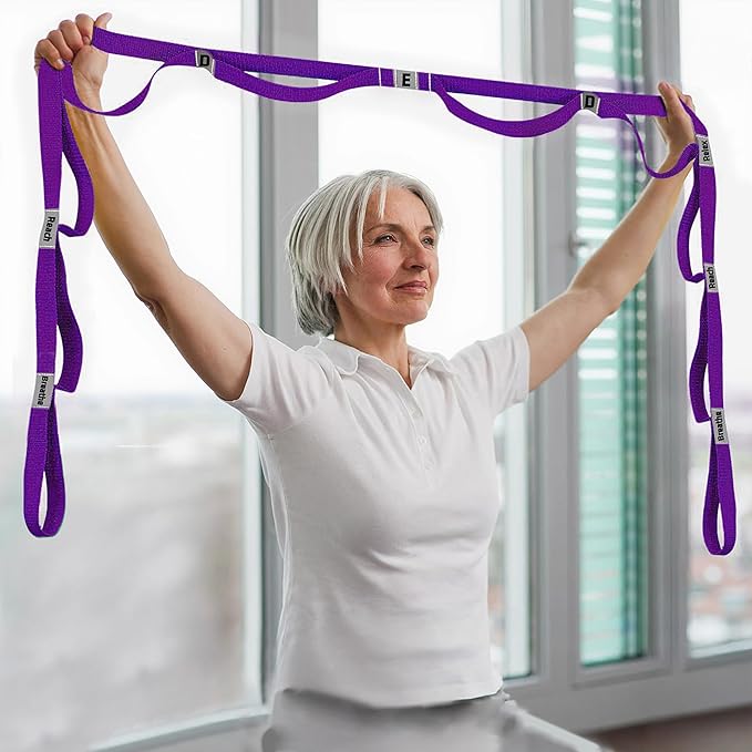 Stretching Strap Yoga Strap with 10 Loops, Non-Elastic Stretch Band for Physical Therapy, Flexibility, Exercise, Pilates, Dance & Gymnastics Workout - Bloomnest
