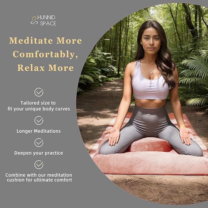 Meditation Zafu Cushion Set with Buckwheat Hulls & Memory Foam - Ergonomic Support for Yoga & Sitting - Removable Machine-Washable Luxury Velvet Cover - for Adults and Kids (Pink)