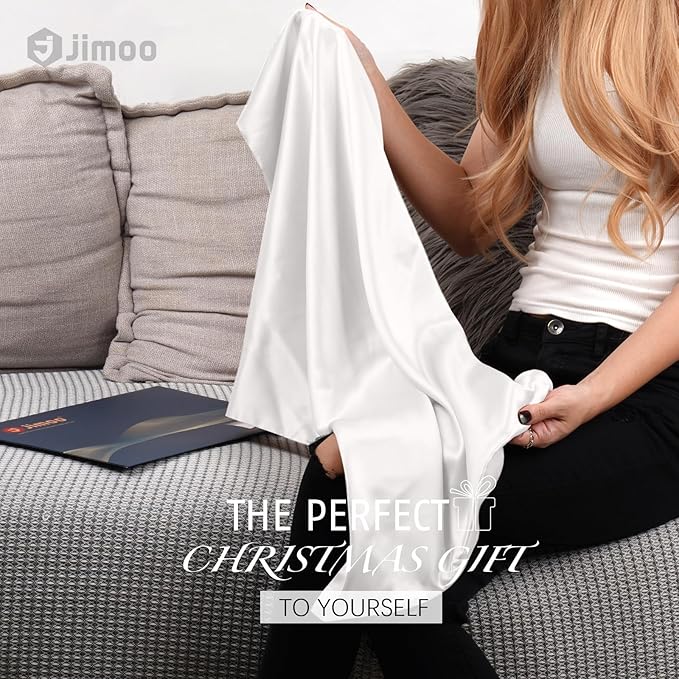 100% Mulberry Silk Pillowcase for Hair and Skin, 22 Momme Pure Natural Silk Pillow Case Both Sided with Zipper, Pillow Cover for Women Mom Men (Ivory White, King 20''×36'', 2 Pack) - Bloomnest