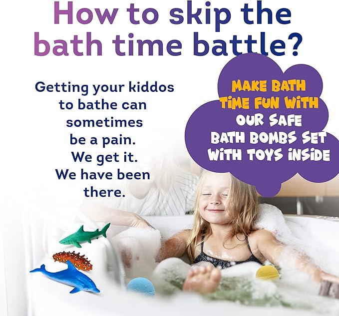 Made in USA Bath Bombs for Kids Surprise Toys Inside SEA Animals - 36 Ocean Toys Like Shark or Jellyfish | Natural Safe Bath Bombs Gift Set for Girls & Boys - Multicolored Organic Bubble Bath - Bloomnest